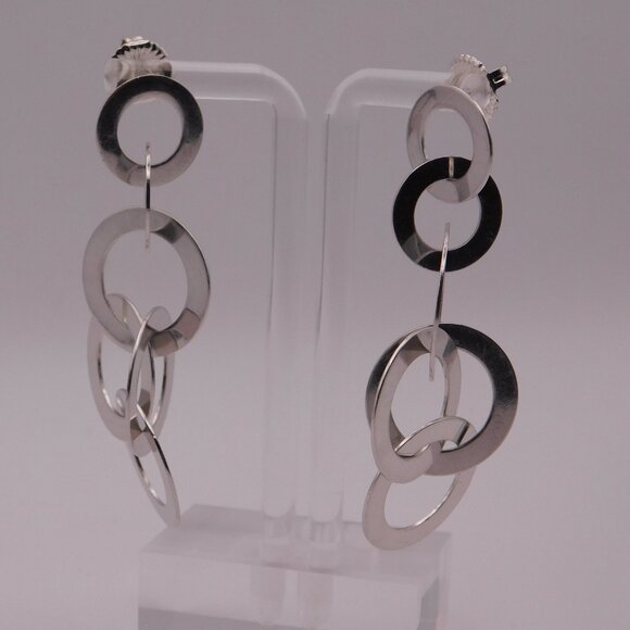 VINTAGE SILVER DROP EARRINGS - Picture 3 of 16
